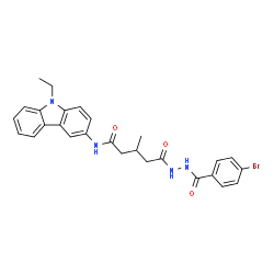 ChemSpider 2D Image | 5-[2-(4-Bromobenzoyl)hydrazino]-N-(9-ethyl-9H-carbazol-3-yl)-3-methyl-5-oxopentanamide | C27H27BrN4O3