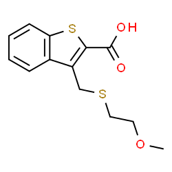 ChemSpider 2D Image | 3-{[(2-Methoxyethyl)sulfanyl]methyl}-1-benzothiophene-2-carboxylic acid | C13H14O3S2
