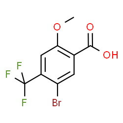 ChemSpider 2D Image | 5-Bromo-2-methoxy-4-(trifluoromethyl)benzoic acid | C9H6BrF3O3