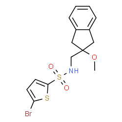 ChemSpider 2D Image | 5-Bromo-N-[(2-methoxy-2,3-dihydro-1H-inden-2-yl)methyl]-2-thiophenesulfonamide | C15H16BrNO3S2