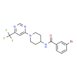 ChemSpider 2D Image | 3-Bromo-N-{1-[6-(trifluoromethyl)-4-pyrimidinyl]-4-piperidinyl}benzamide | C17H16BrF3N4O