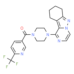 ChemSpider 2D Image | [4-(7,8,9,10-Tetrahydropyrazino[1,2-b]indazol-1-yl)-1-piperazinyl][6-(trifluoromethyl)-3-pyridinyl]methanone | C21H21F3N6O