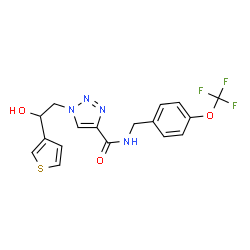 ChemSpider 2D Image | 1-[2-Hydroxy-2-(3-thienyl)ethyl]-N-[4-(trifluoromethoxy)benzyl]-1H-1,2,3-triazole-4-carboxamide | C17H15F3N4O3S