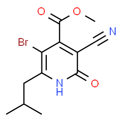 ChemSpider 2D Image | Methyl 5-bromo-3-cyano-6-isobutyl-2-oxo-1,2-dihydro-4-pyridinecarboxylate | C12H13BrN2O3
