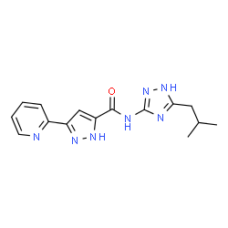 ChemSpider 2D Image | N-(5-Isobutyl-1H-1,2,4-triazol-3-yl)-3-(2-pyridinyl)-1H-pyrazole-5-carboxamide | C15H17N7O