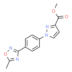 ChemSpider 2D Image | Methyl 1-[4-(5-methyl-1,2,4-oxadiazol-3-yl)phenyl]-1H-pyrazole-3-carboxylate | C14H12N4O3