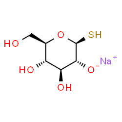 ChemSpider 2D Image | Sodium (2S,3R,4S,5S,6R)-4,5-dihydroxy-6-(hydroxymethyl)-2-sulfanyltetrahydro-2H-pyran-3-olate (non-preferred name) | C6H11NaO5S