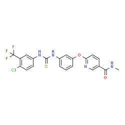 ChemSpider 2D Image | 6-[3-({[4-Chloro-3-(trifluoromethyl)phenyl]carbamothioyl}amino)phenoxy]-N-methylnicotinamide | C21H16ClF3N4O2S