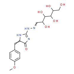 ChemSpider 2D Image | 5-(4-Methoxybenzylidene)-2-[2-(2,3,4,5,6-pentahydroxyhexylidene)hydrazino]-1,5-dihydro-4H-imidazol-4-one | C17H22N4O7