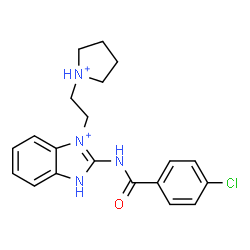 ChemSpider 2D Image | 2-[(4-Chlorobenzoyl)amino]-3-[2-(1-pyrrolidiniumyl)ethyl]-1H-benzimidazol-3-ium | C20H23ClN4O