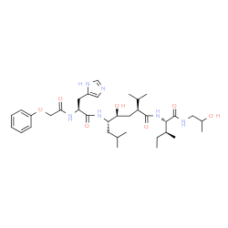 ChemSpider 2D Image | (2S,4S,5S)-4-Hydroxy-N-{(2S,3S)-1-[(2-hydroxypropyl)amino]-3-methyl-1-oxo-2-pentanyl}-2-isopropyl-7-methyl-5-{[N-(phenoxyacetyl)-L-histidyl]amino}octanamide | C35H56N6O7