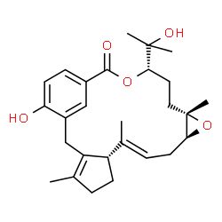 ChemSpider 2D Image | (7S,8E,11S,13S,16S)-22-Hydroxy-16-(2-hydroxy-2-propanyl)-4,8,13-trimethyl-12,17-dioxatetracyclo[17.3.1.0~3,7~.0~11,13~]tricosa-1(23),3,8,19,21-pentaen-18-one | C27H36O5