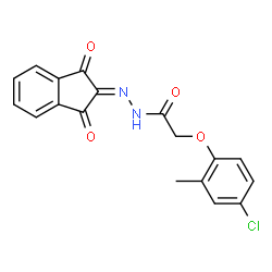 ChemSpider 2D Image | 2-(4-Chloro-2-methylphenoxy)-N'-(1,3-dioxo-1,3-dihydro-2H-inden-2-ylidene)acetohydrazide | C18H13ClN2O4