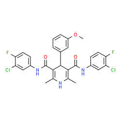 ChemSpider 2D Image | N,N'-Bis(3-chloro-4-fluorophenyl)-4-(3-methoxyphenyl)-2,6-dimethyl-1,4-dihydro-3,5-pyridinedicarboxamide | C28H23Cl2F2N3O3