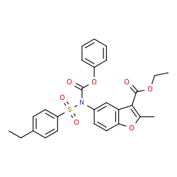 ChemSpider 2D Image | Ethyl 5-{[(4-ethylphenyl)sulfonyl](phenoxycarbonyl)amino}-2-methyl-1-benzofuran-3-carboxylate | C27H25NO7S