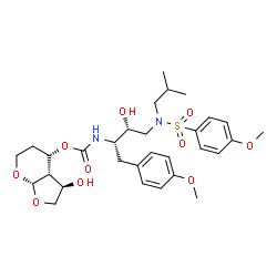 ChemSpider 2D Image | (3R,3aS,4S,7aS)-3-Hydroxyhexahydro-4H-furo[2,3-b]pyran-4-yl [(2S,3R)-3-hydroxy-4-{isobutyl[(4-methoxyphenyl)sulfonyl]amino}-1-(4-methoxyphenyl)-2-butanyl]carbamate | C30H42N2O10S