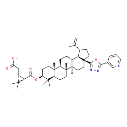 ChemSpider 2D Image | {(1R,3S)-3-[({(1R,3aS,5aR,5bR,7aR,9S,11aR,11bR,13aR,13bR)-1-Isopropenyl-5a,5b,8,8,11a-pentamethyl-3a-[5-(3-pyridinyl)-1,3,4-oxadiazol-2-yl]icosahydro-1H-cyclopenta[a]chrysen-9-yl}oxy)carbonyl]-2,2-dim
ethylcyclopropyl}acetic acid | C44H61N3O5