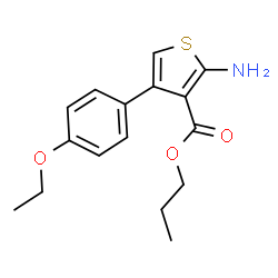 ChemSpider 2D Image | Propyl 2-amino-4-(4-ethoxyphenyl)-3-thiophenecarboxylate | C16H19NO3S