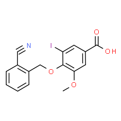ChemSpider 2D Image | 4-[(2-Cyanobenzyl)oxy]-3-iodo-5-methoxybenzoic acid | C16H12INO4