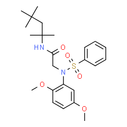 ChemSpider 2D Image | N~2~-(2,5-Dimethoxyphenyl)-N~2~-(phenylsulfonyl)-N-(2,4,4-trimethyl-2-pentanyl)glycinamide | C24H34N2O5S