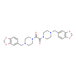 ChemSpider 2D Image | 1,2-Bis[4-(1,3-benzodioxol-5-ylmethyl)-1-piperazinyl]-1,2-ethanedione | C26H30N4O6