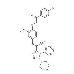 ChemSpider 2D Image | 3-{3-Methoxy-4-[2-(4-methoxyphenyl)-2-oxoethoxy]phenyl}-2-[5-(4-morpholinyl)-4-phenyl-4H-1,2,4-triazol-3-yl]acrylonitrile | C31H29N5O5