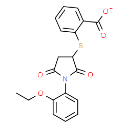 ChemSpider 2D Image | 2-{[1-(2-Ethoxyphenyl)-2,5-dioxo-3-pyrrolidinyl]sulfanyl}benzoate | C19H16NO5S