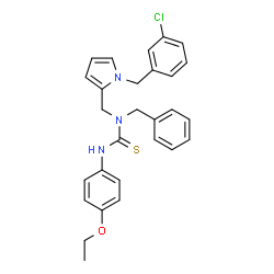 ChemSpider 2D Image | 1-Benzyl-1-{[1-(3-chlorobenzyl)-1H-pyrrol-2-yl]methyl}-3-(4-ethoxyphenyl)thiourea | C28H28ClN3OS