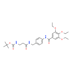 ChemSpider 2D Image | 2-Methyl-2-propanyl [3-oxo-3-({4-[(3,4,5-triethoxybenzoyl)amino]benzyl}amino)propyl]carbamate | C28H39N3O7