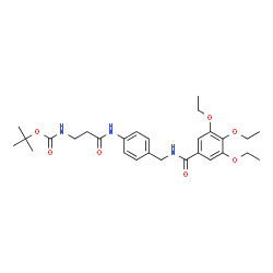 ChemSpider 2D Image | 2-Methyl-2-propanyl {3-oxo-3-[(4-{[(3,4,5-triethoxybenzoyl)amino]methyl}phenyl)amino]propyl}carbamate | C28H39N3O7