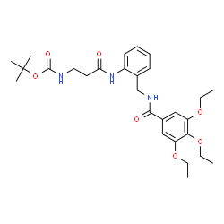 ChemSpider 2D Image | 2-Methyl-2-propanyl {3-oxo-3-[(2-{[(3,4,5-triethoxybenzoyl)amino]methyl}phenyl)amino]propyl}carbamate | C28H39N3O7
