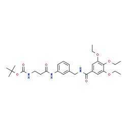 ChemSpider 2D Image | 2-Methyl-2-propanyl {3-oxo-3-[(3-{[(3,4,5-triethoxybenzoyl)amino]methyl}phenyl)amino]propyl}carbamate | C28H39N3O7