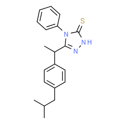 ChemSpider 2D Image | 5-[1-(4-Isobutylphenyl)ethyl]-4-phenyl-4H-1,2,4-triazole-3-thiol | C20H23N3S