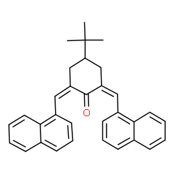 ChemSpider 2D Image | (2Z,6Z)-4-(2-Methyl-2-propanyl)-2,6-bis(1-naphthylmethylene)cyclohexanone | C32H30O