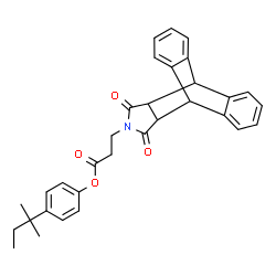 ChemSpider 2D Image | 4-(2-Methyl-2-butanyl)phenyl 3-(16,18-dioxo-17-azapentacyclo[6.6.5.0~2,7~.0~9,14~.0~15,19~]nonadeca-2,4,6,9,11,13-hexaen-17-yl)propanoate | C32H31NO4