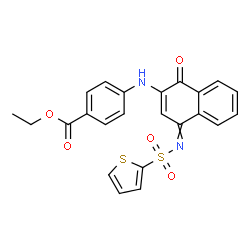 ChemSpider 2D Image | Ethyl 4-({1-oxo-4-[(2-thienylsulfonyl)imino]-1,4-dihydro-2-naphthalenyl}amino)benzoate | C23H18N2O5S2