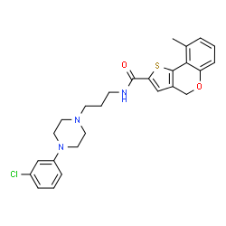 ChemSpider 2D Image | N-{3-[4-(3-Chlorophenyl)-1-piperazinyl]propyl}-9-methyl-4H-thieno[3,2-c]chromene-2-carboxamide | C26H28ClN3O2S