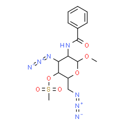 ChemSpider 2D Image | Methyl 3,6-diazido-2-(benzoylamino)-2,3,6-trideoxy-4-O-(methylsulfonyl)hexopyranoside | C15H21N7O6S