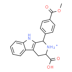ChemSpider 2D Image | 3-Carboxy-1-[4-(methoxycarbonyl)phenyl]-2,3,4,9-tetrahydro-1H-beta-carbolin-2-ium | C20H19N2O4