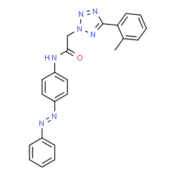 ChemSpider 2D Image | 2-[5-(2-Methylphenyl)-2H-tetrazol-2-yl]-N-{4-[(E)-phenyldiazenyl]phenyl}acetamide | C22H19N7O