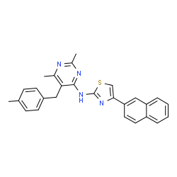 ChemSpider 2D Image | 2,6-Dimethyl-5-(4-methylbenzyl)-N-[4-(2-naphthyl)-1,3-thiazol-2-yl]-4-pyrimidinamine | C27H24N4S