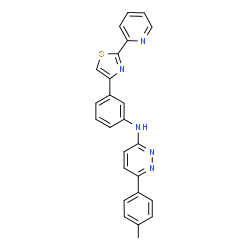 ChemSpider 2D Image | 6-(4-Methylphenyl)-N-{3-[2-(2-pyridinyl)-1,3-thiazol-4-yl]phenyl}-3-pyridazinamine | C25H19N5S