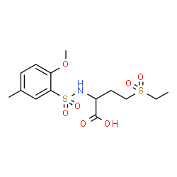ChemSpider 2D Image | 4-(Ethylsulfonyl)-2-{[(2-methoxy-5-methylphenyl)sulfonyl]amino}butanoic acid | C14H21NO7S2
