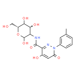 ChemSpider 2D Image | 2-Deoxy-2-({[4-hydroxy-1-(3-methylphenyl)-6-oxo-1,6-dihydro-3-pyridazinyl]carbonyl}amino)-D-threo-hexopyranose | C18H21N3O8