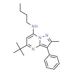 ChemSpider 2D Image | N-butyl-5-tert-butyl-2-methyl-3-phenylpyrazolo[1,5-a]pyrimidin-7-amine | C21H28N4