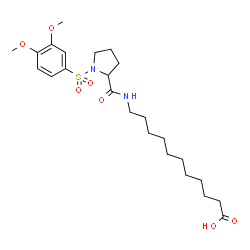 ChemSpider 2D Image | 11-({1-[(3,4-Dimethoxyphenyl)sulfonyl]prolyl}amino)undecanoic acid | C24H38N2O7S