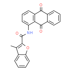 ChemSpider 2D Image | N-(9,10-Dioxo-9,10-dihydro-1-anthracenyl)-3-methyl-1-benzofuran-2-carboxamide | C24H15NO4