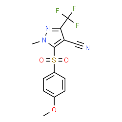 ChemSpider 2D Image | 5-[(4-Methoxyphenyl)sulfonyl]-1-methyl-3-(trifluoromethyl)-1H-pyrazole-4-carbonitrile | C13H10F3N3O3S