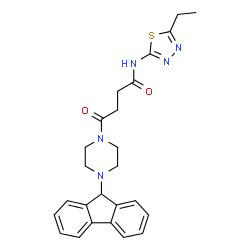 ChemSpider 2D Image | N-(5-Ethyl-1,3,4-thiadiazol-2-yl)-4-[4-(9H-fluoren-9-yl)-1-piperazinyl]-4-oxobutanamide | C25H27N5O2S