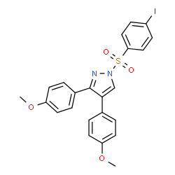 ChemSpider 2D Image | 1-[(4-Iodophenyl)sulfonyl]-3,4-bis(4-methoxyphenyl)-1H-pyrazole | C23H19IN2O4S